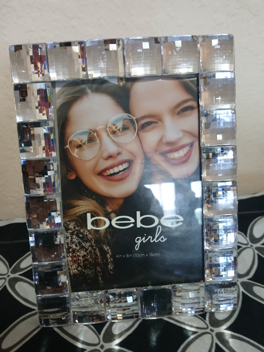 bebe Girls Photo Frame in Clear & Black